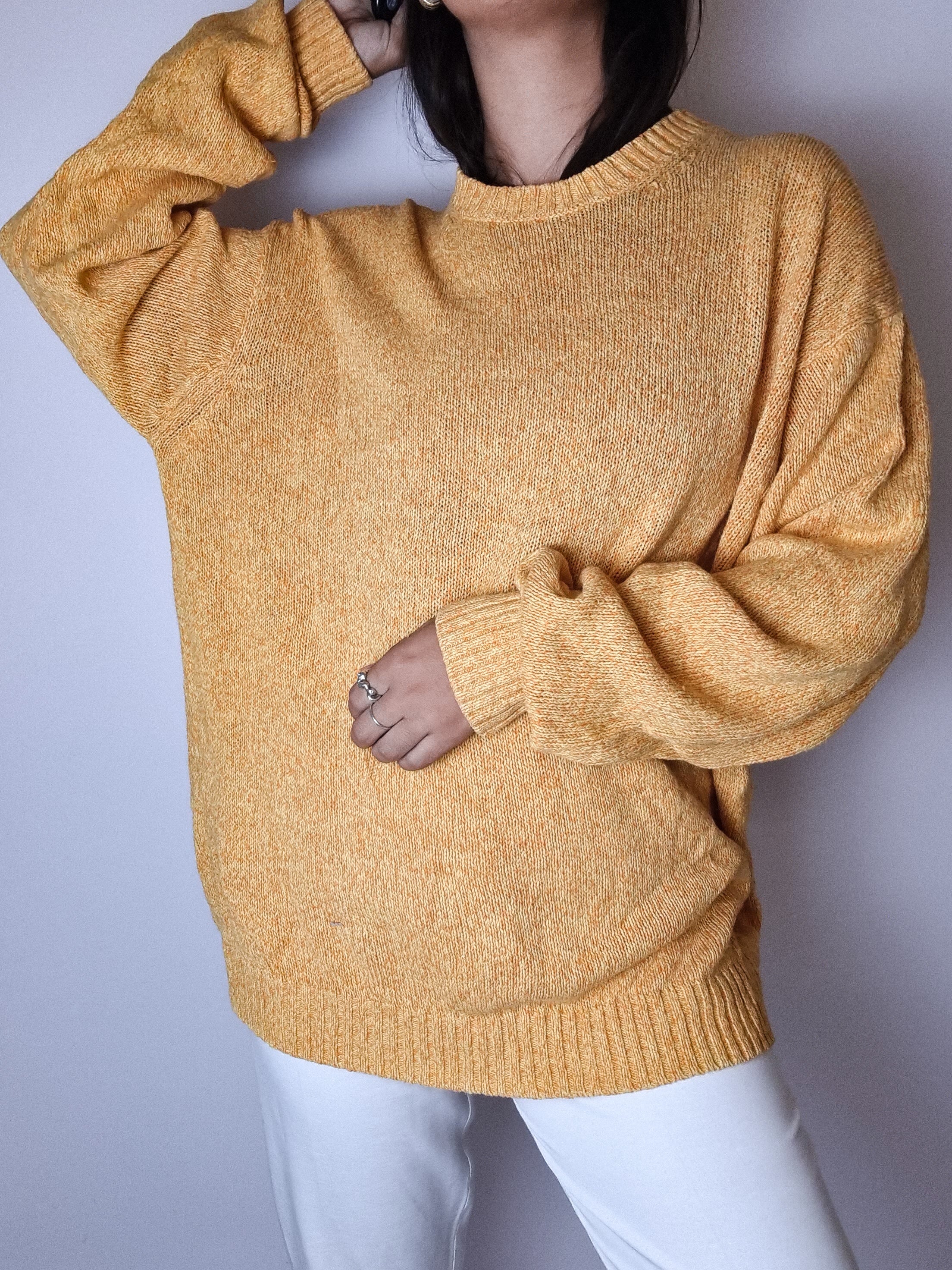 Vintage orange linen and cotton sweater L 