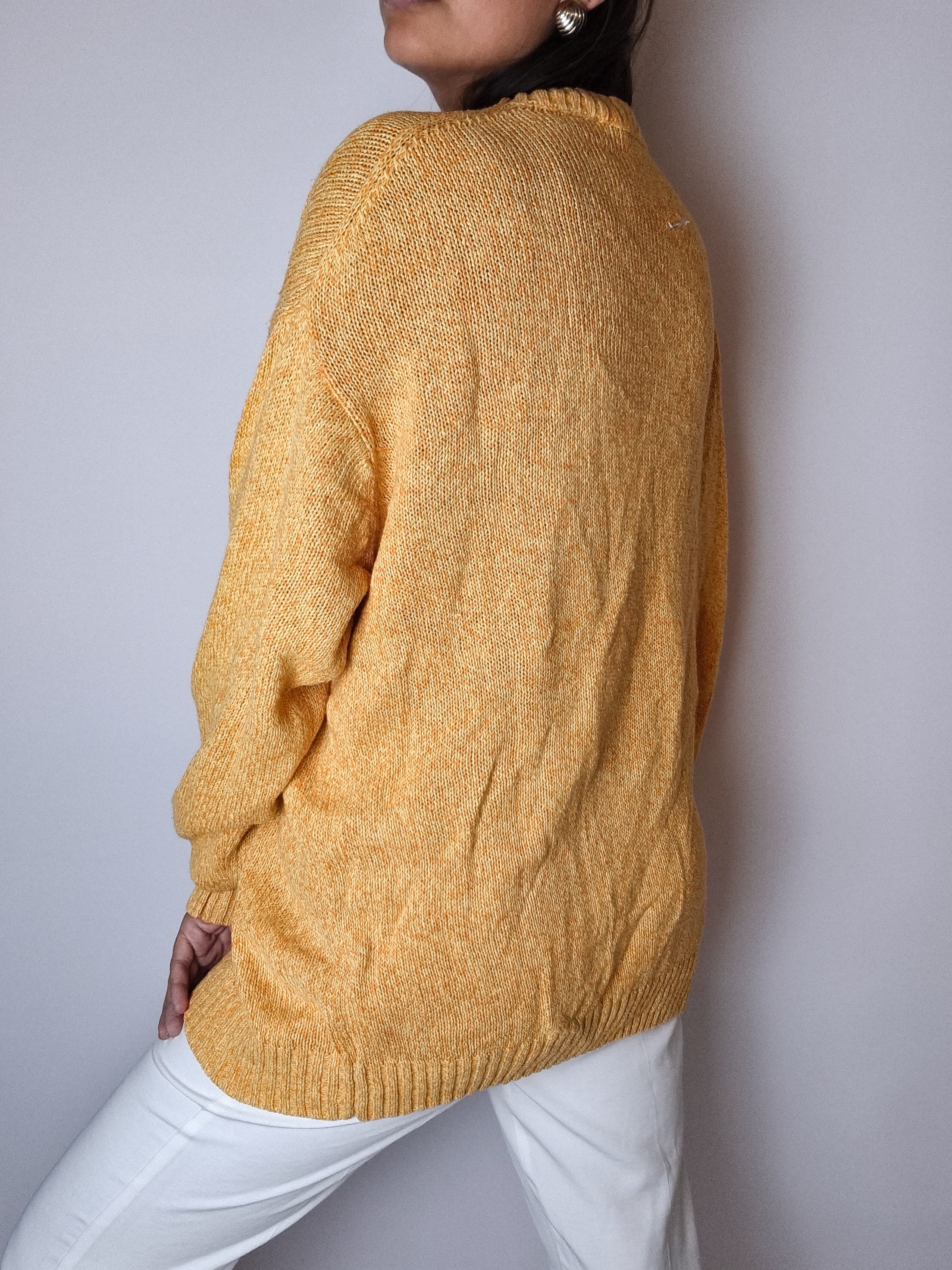 Vintage orange linen and cotton sweater L 