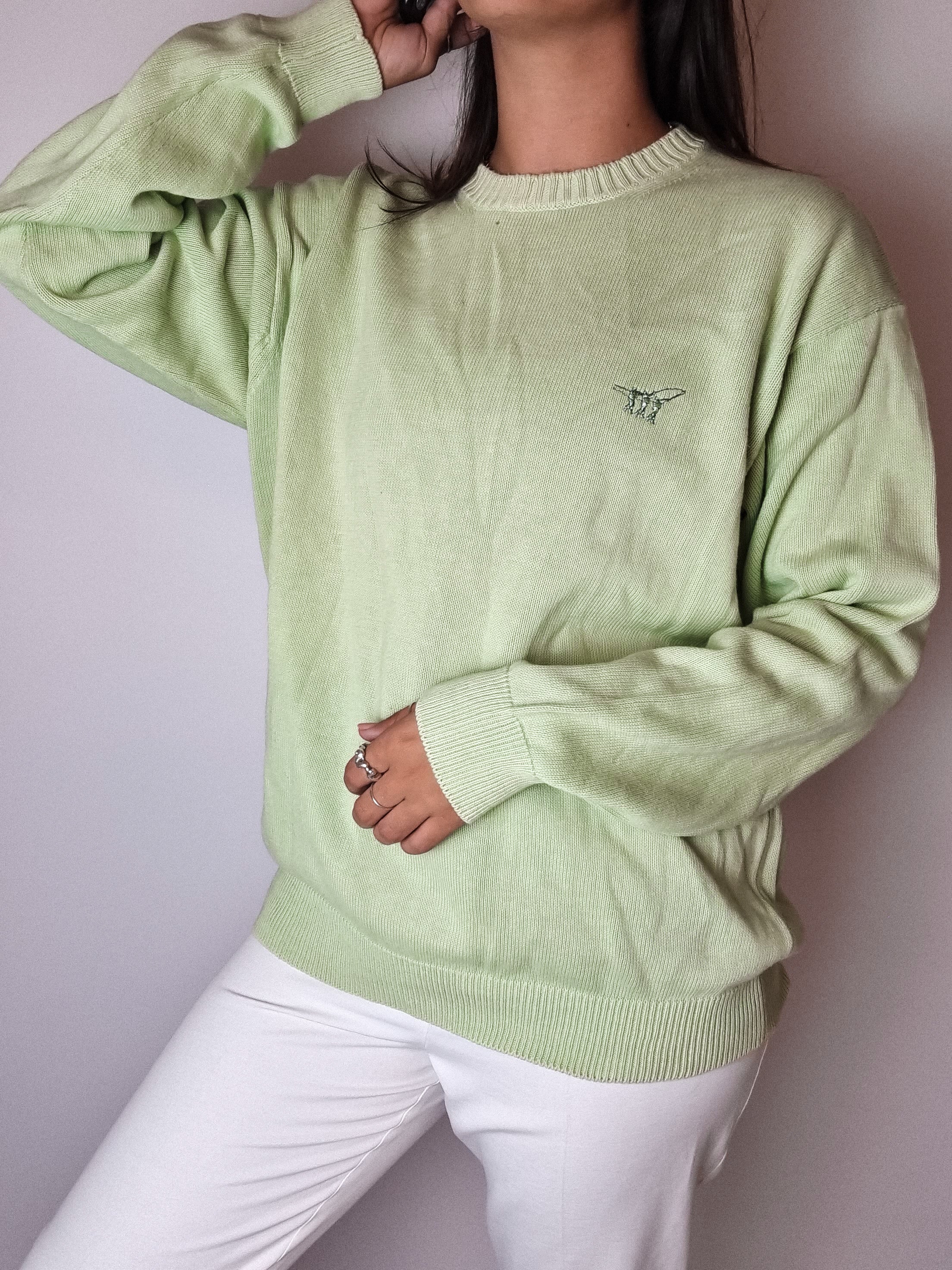 Vintage light green wool sweater S/M 