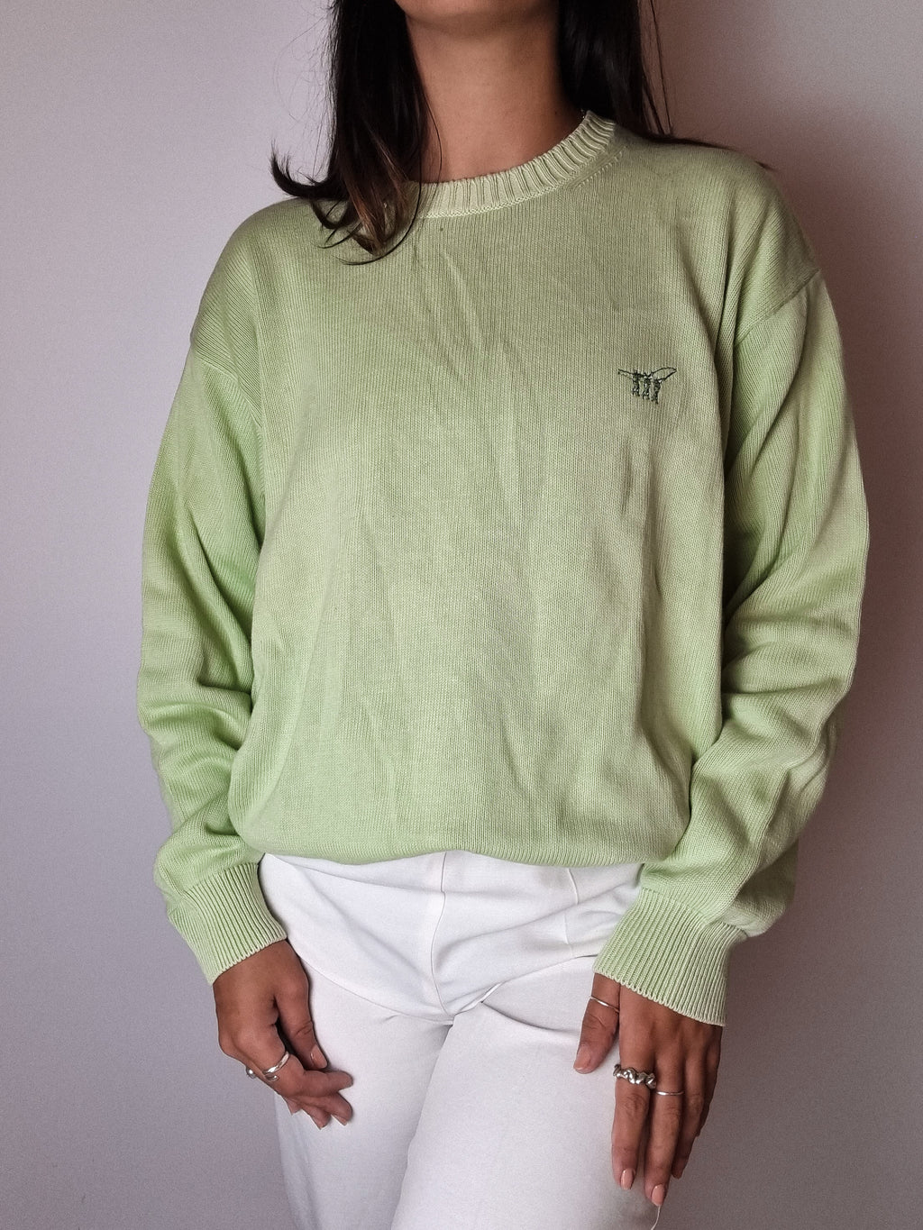 Vintage light green wool sweater S/M 