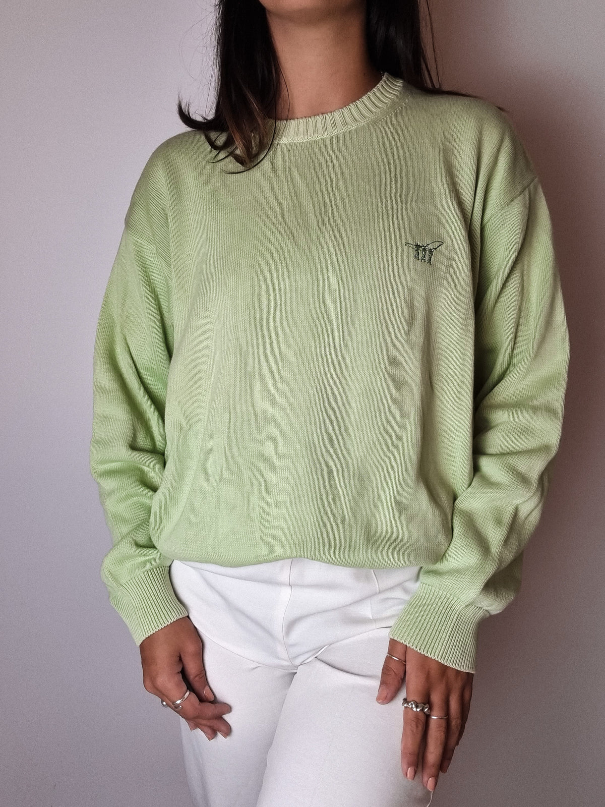 Vintage light green wool sweater S/M 