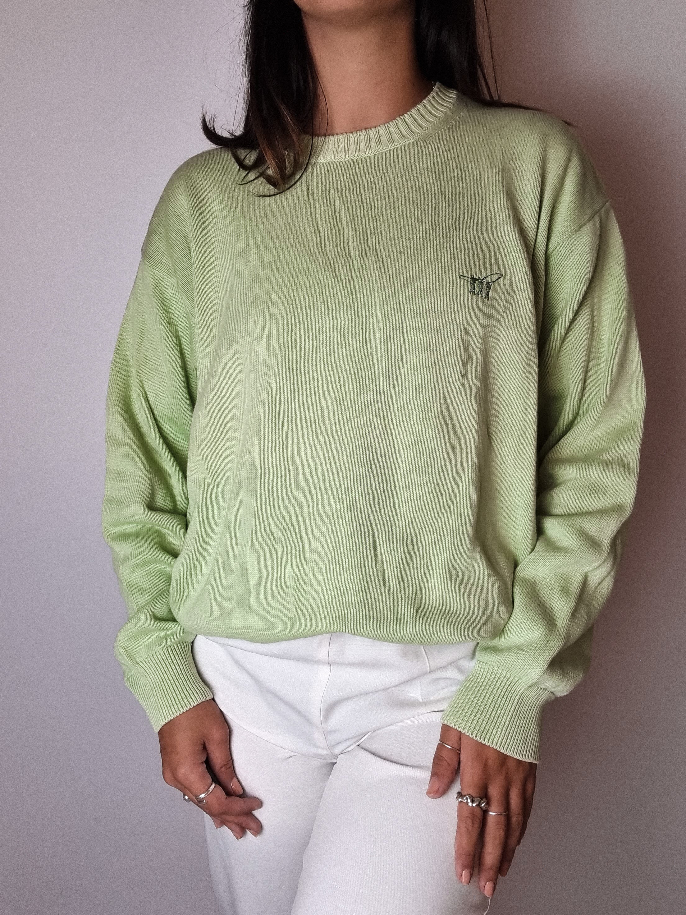 Vintage light green wool sweater S/M 