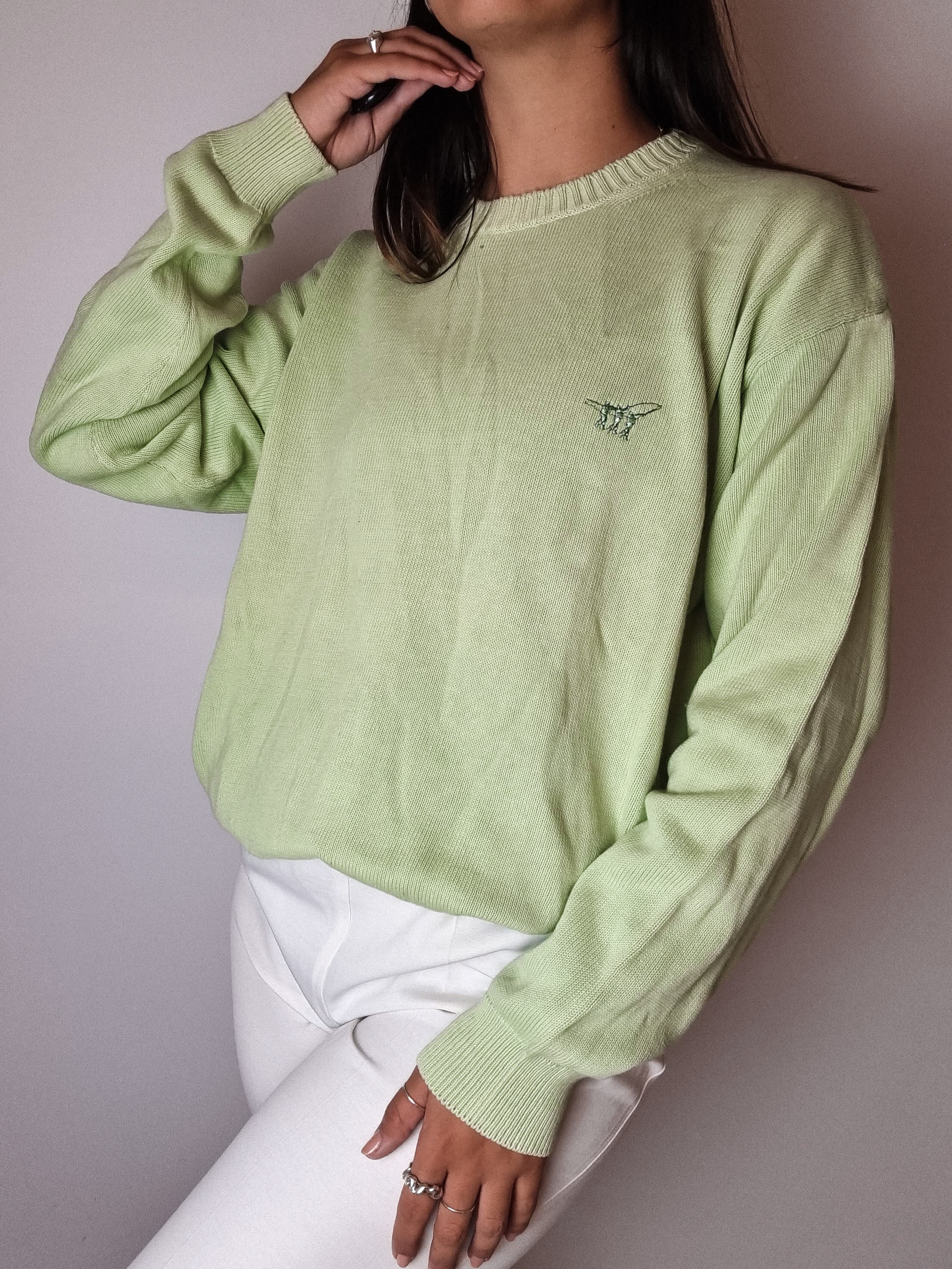 Vintage light green wool sweater S/M 