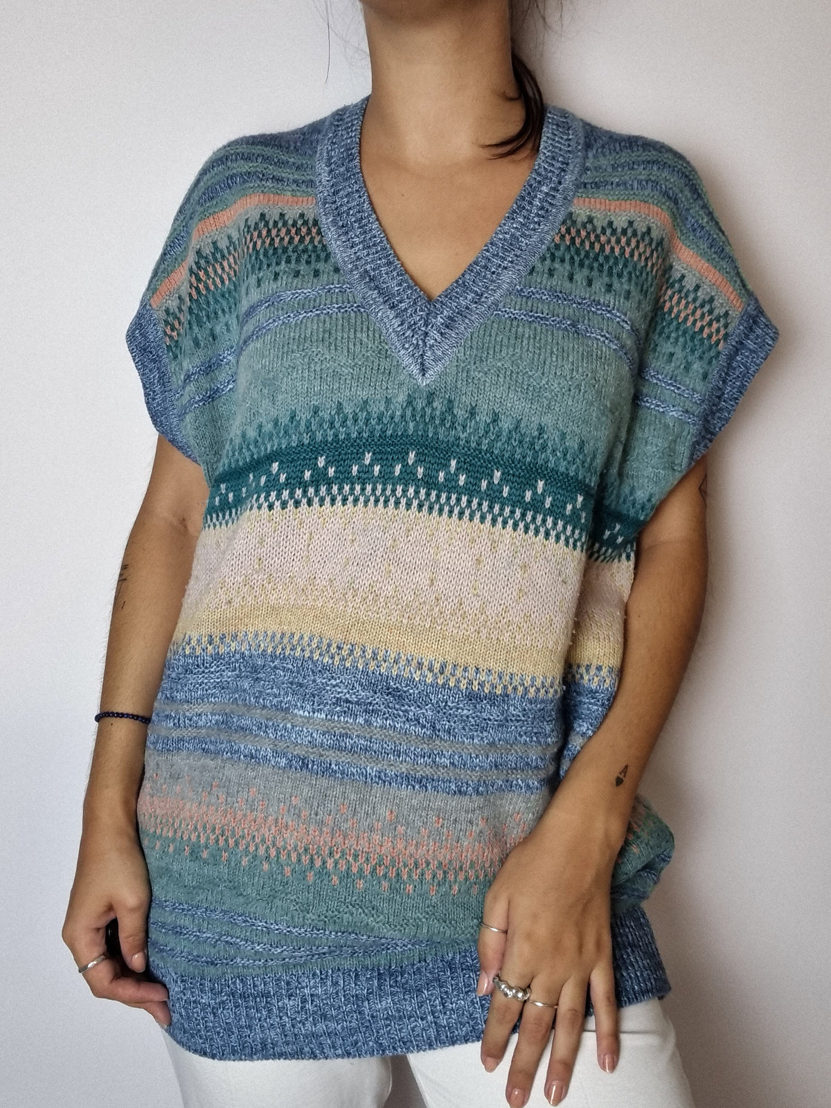 Gilet en maille bleu clair L