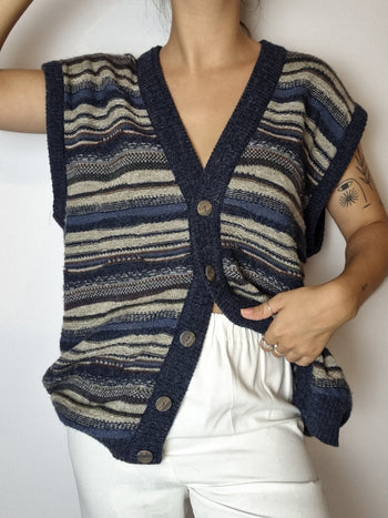 Blue line knitted vest M/L 