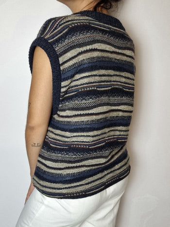 Blue line knitted vest M/L 