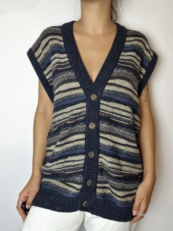 Blue line knitted vest M/L 