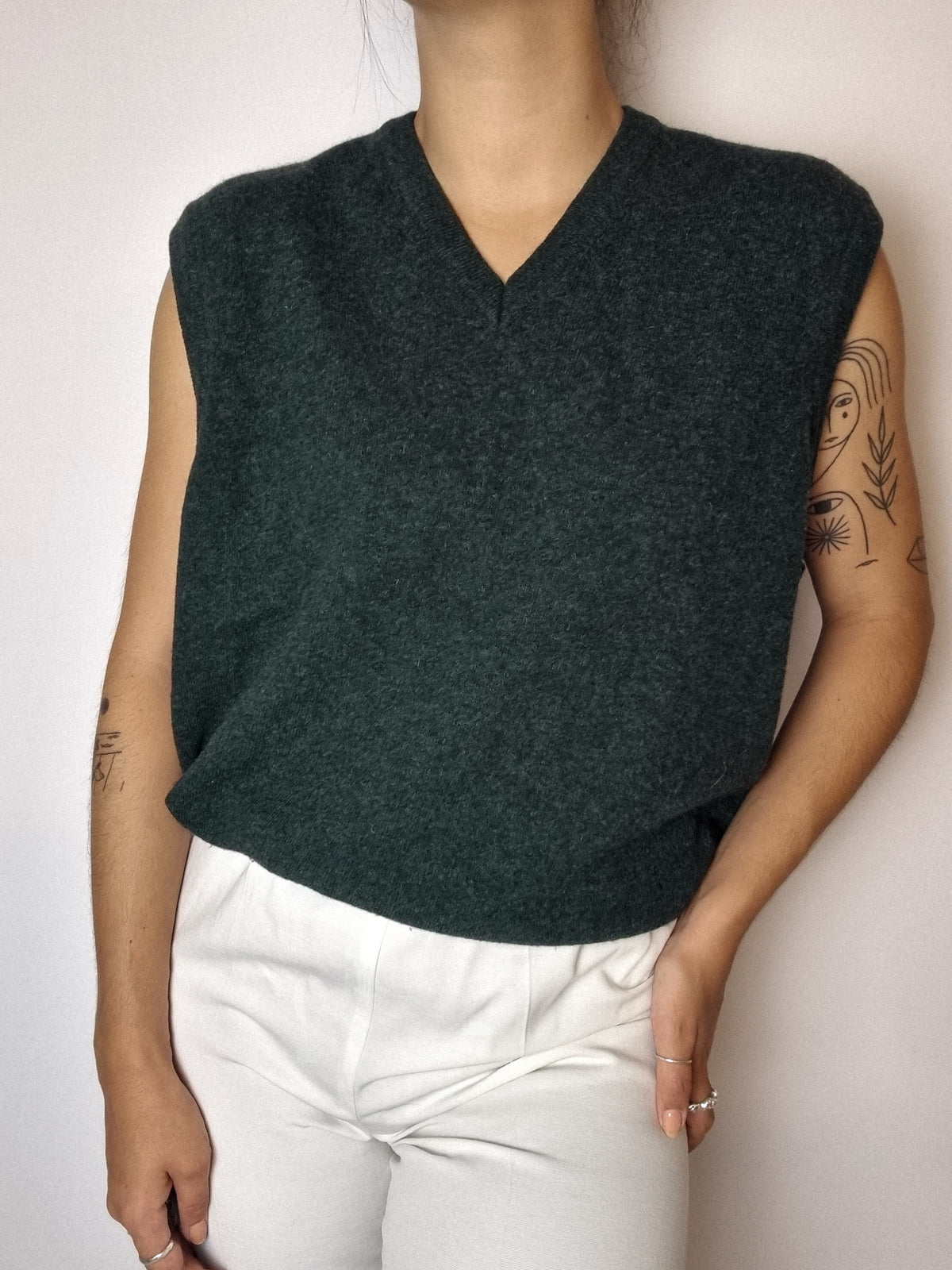Gilet en laine vert foncé S/M