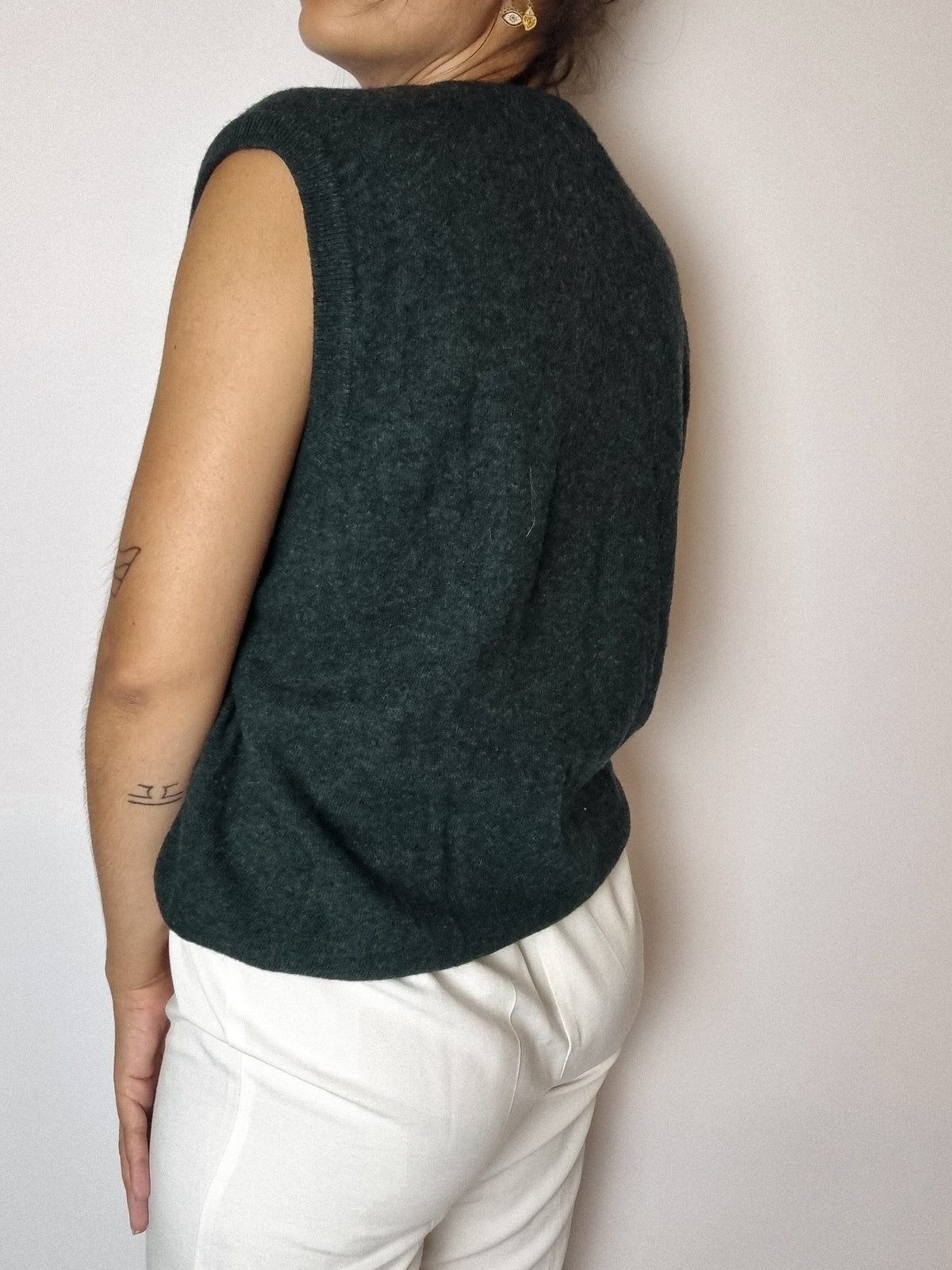Gilet en laine vert foncé S/M