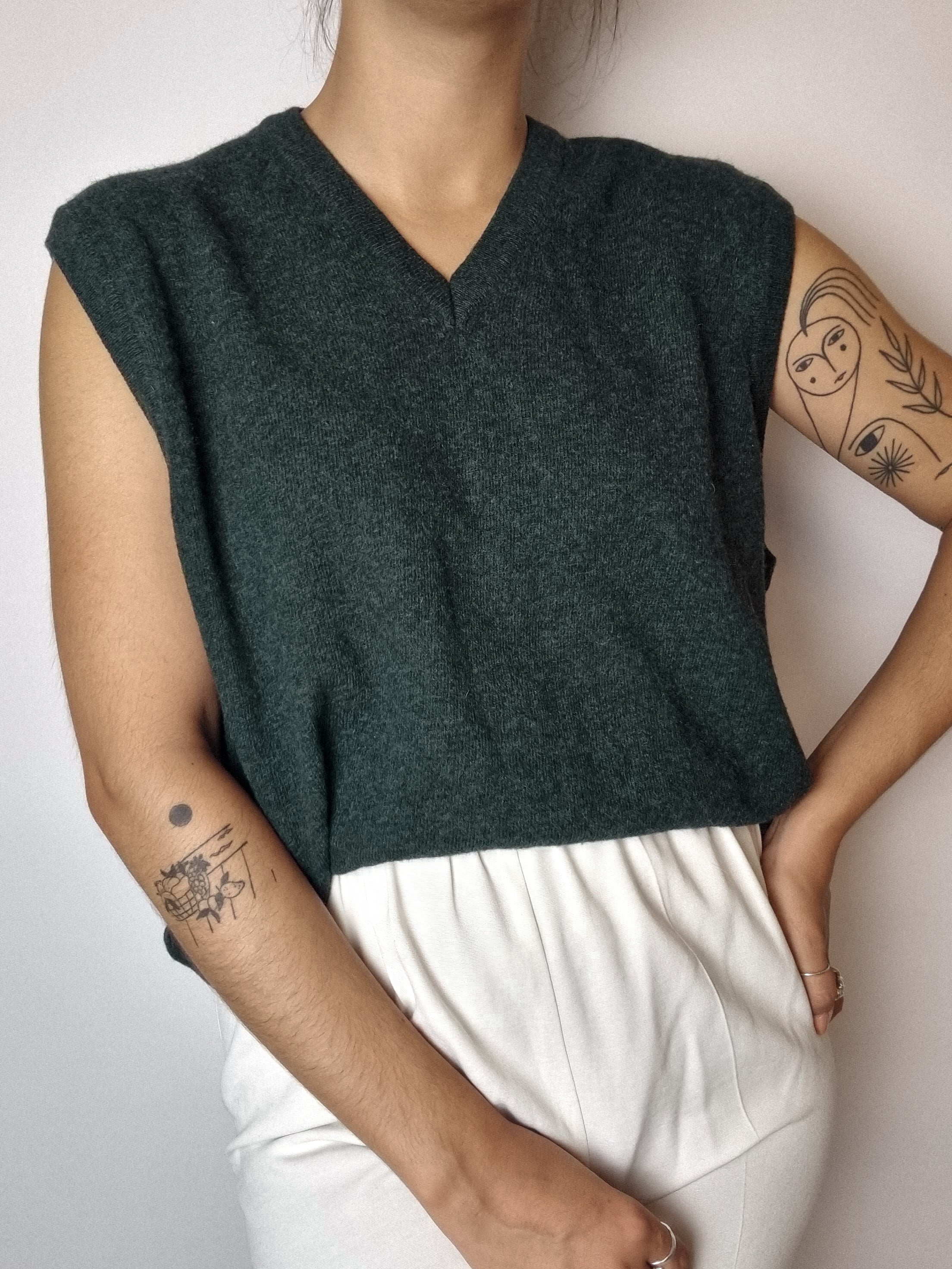 Gilet en laine vert foncé S/M
