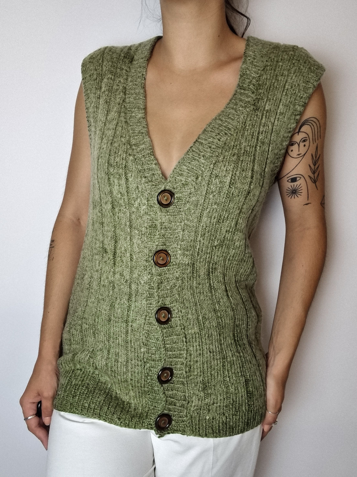 Gilet en maille vert S/M