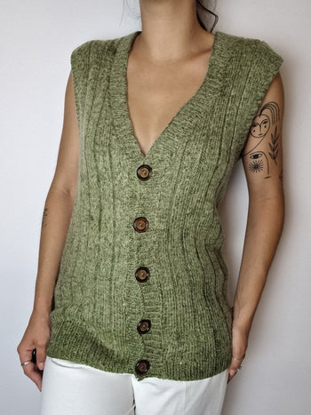 Gilet en maille vert S/M