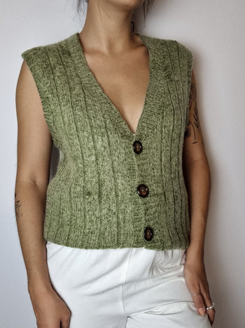 Gilet en maille vert S/M