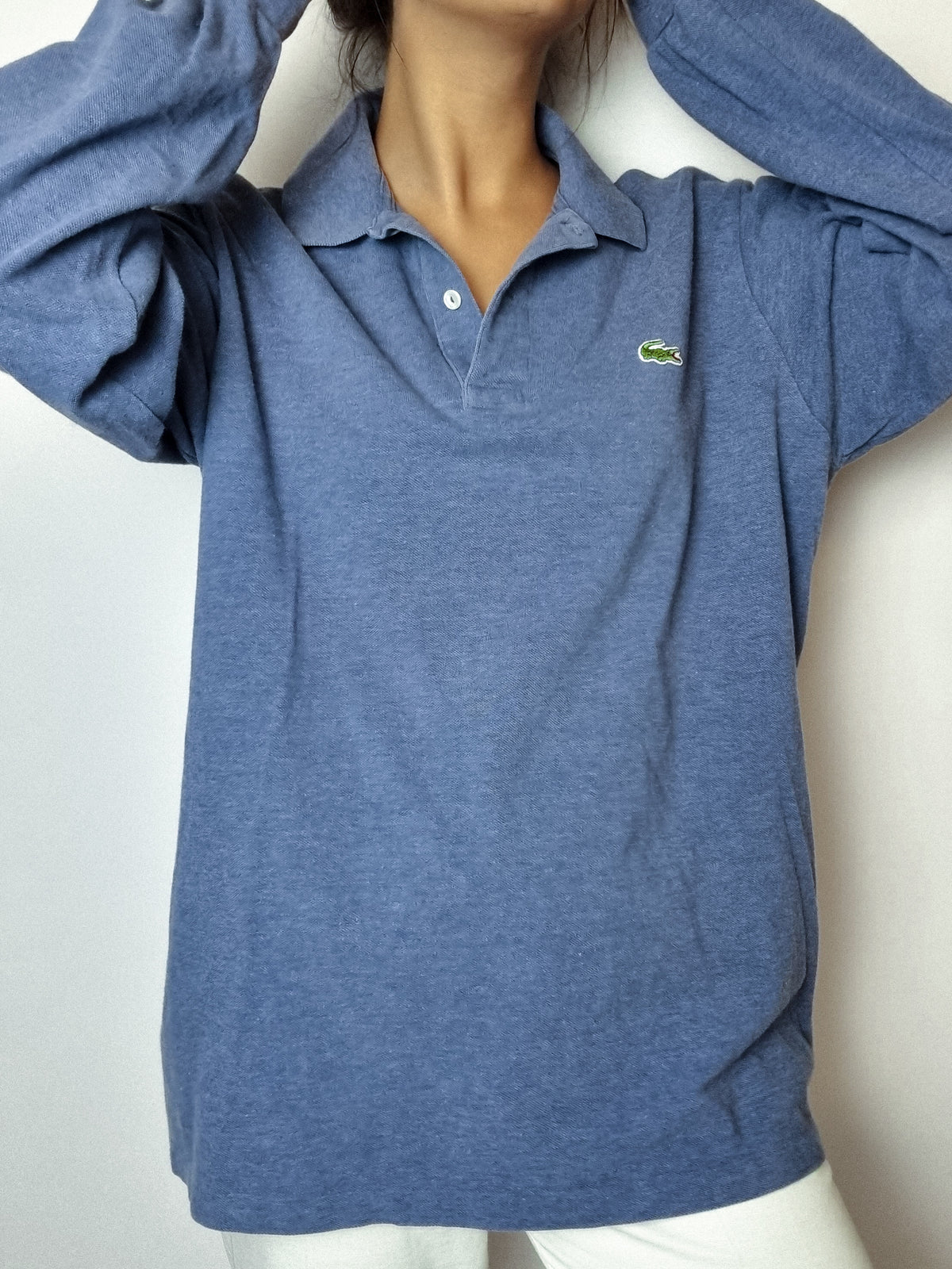 Polo Lacoste bleu manches longues L