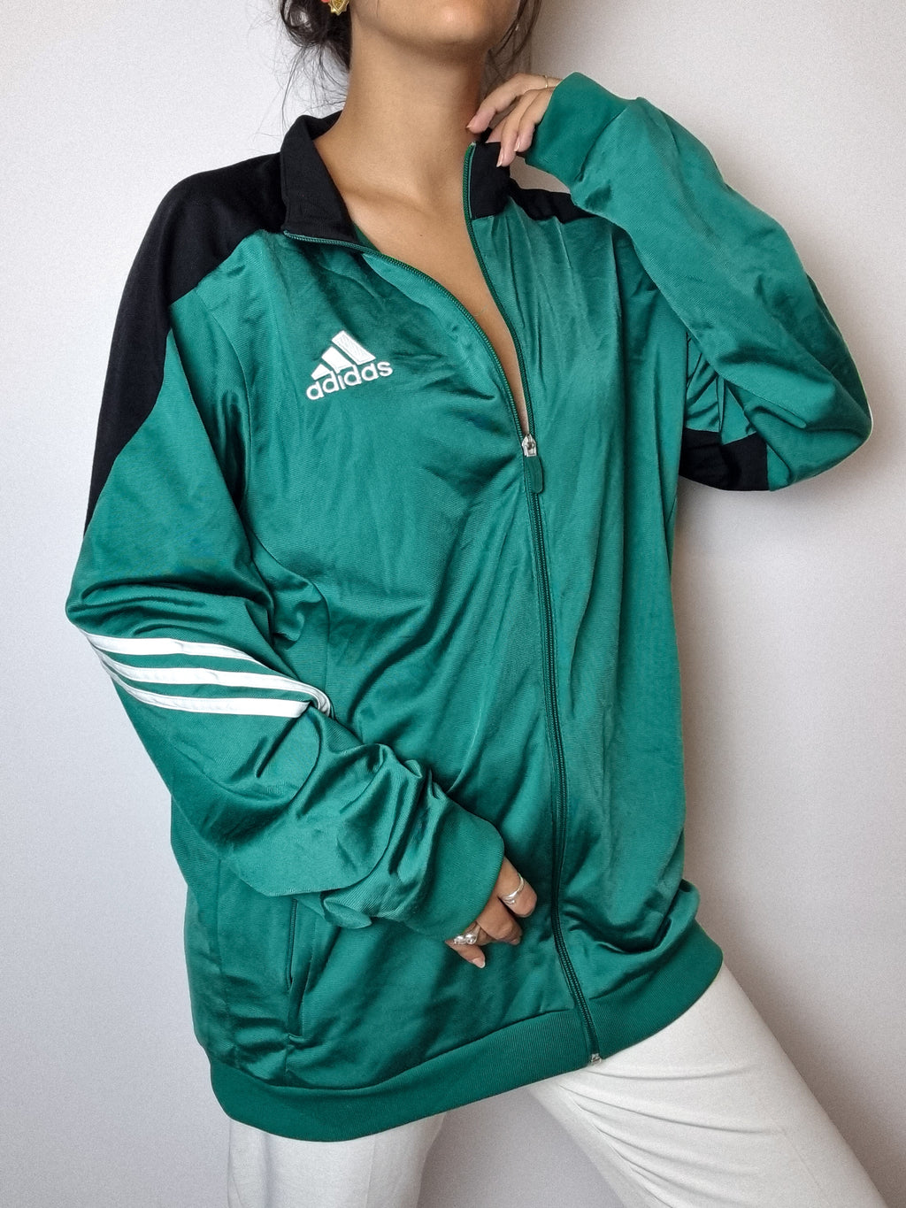 Vintage Green Adidas Jogging Jacket L 