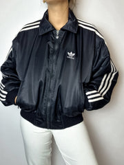 Vintage black Adidas lined bomber jacket M
