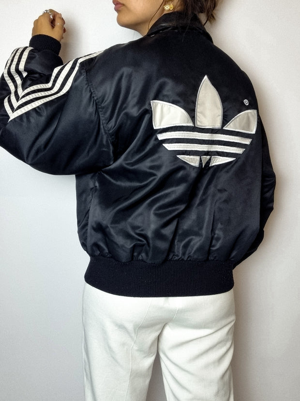 Vintage black Adidas lined bomber jacket M