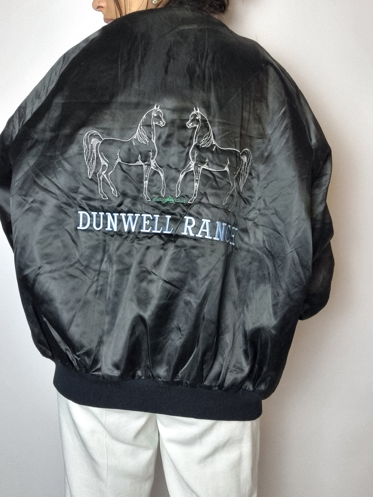 Black embroidered American bomber jacket XL