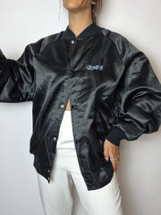 Black embroidered American bomber jacket XL