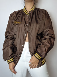 Veste Bomber américain satiné brun et jaune S/M