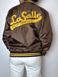 Veste Bomber américain satiné brun et jaune S/M
