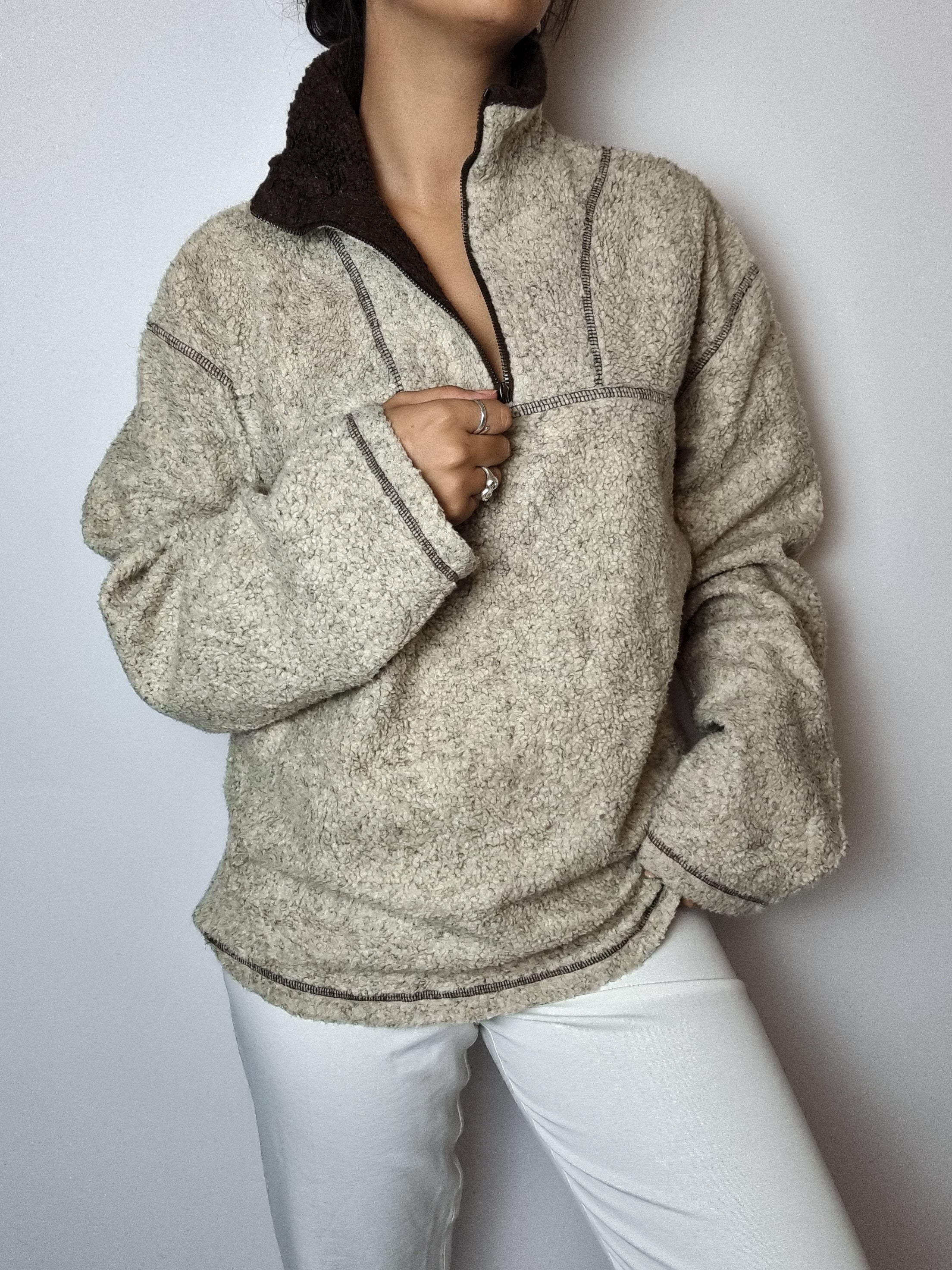 Beige-braunes Fleece L