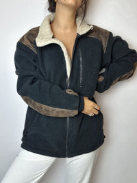 Fleece mit Vintage-Lammfellkragen L