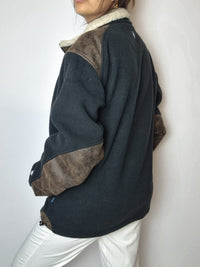 Fleece mit Vintage-Lammfellkragen L