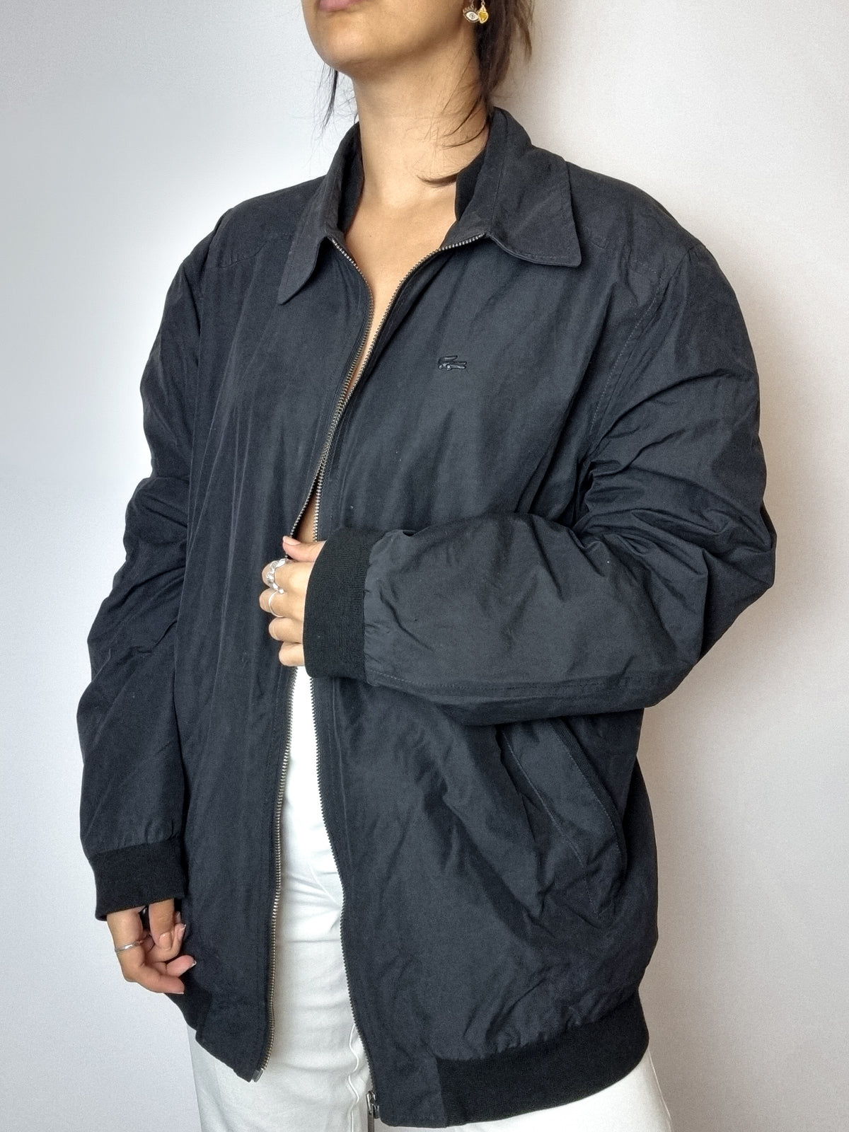 Lacoste black bomber jacket Vintage L 