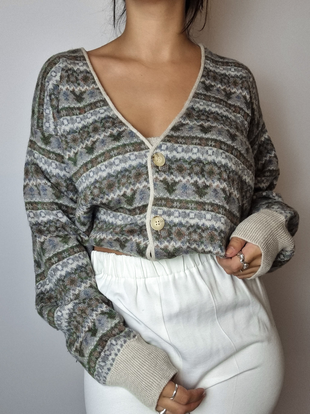 Vintage M heather wool and mohair cardigan 
