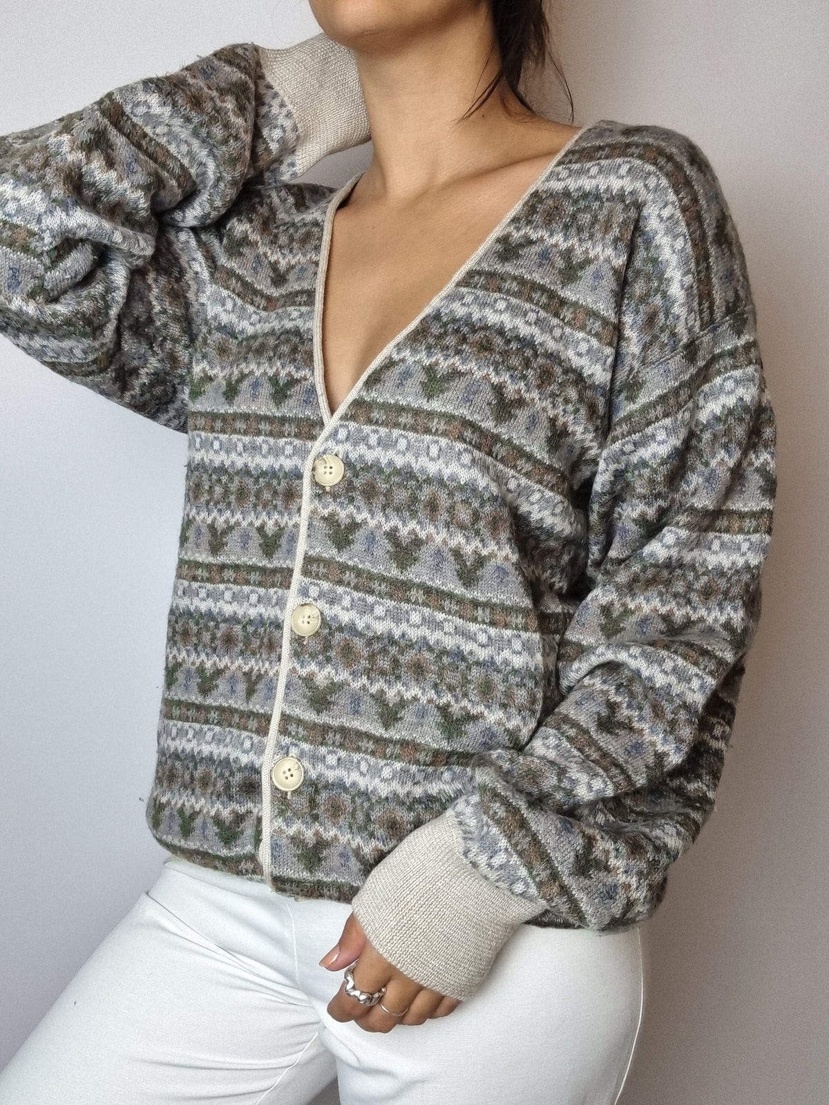 Vintage M heather wool and mohair cardigan 