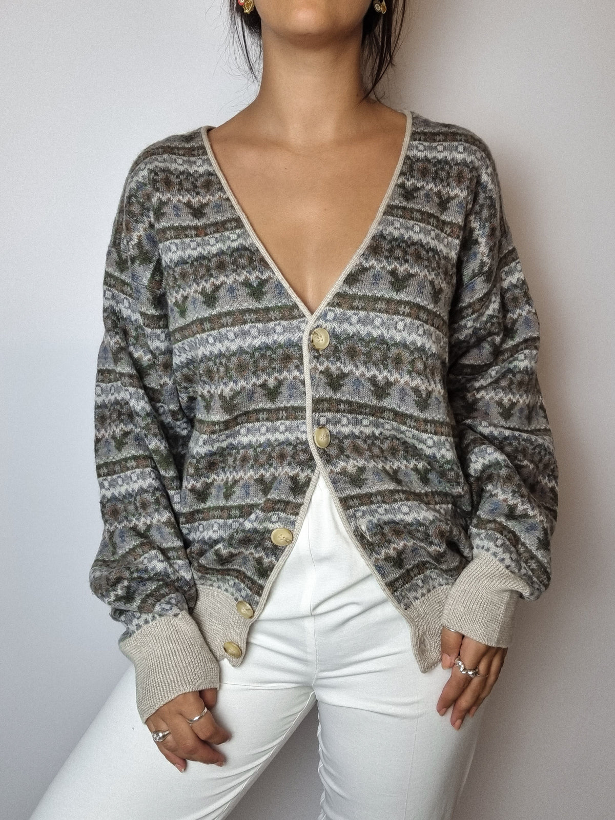 Vintage M heather wool and mohair cardigan 