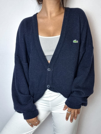 Cardigan Lacoste à boutons bleu marine L/XL