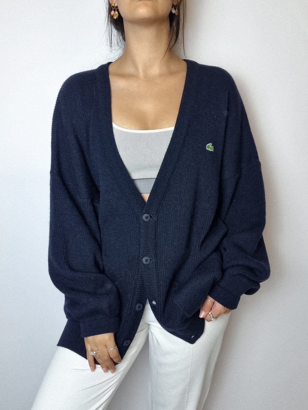 Lacoste cardigan with navy blue buttons L/XL 
