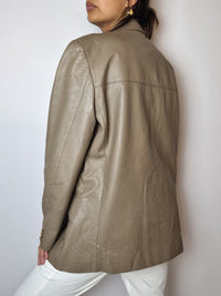 Vintage taupe/beige leather blazer S/M 