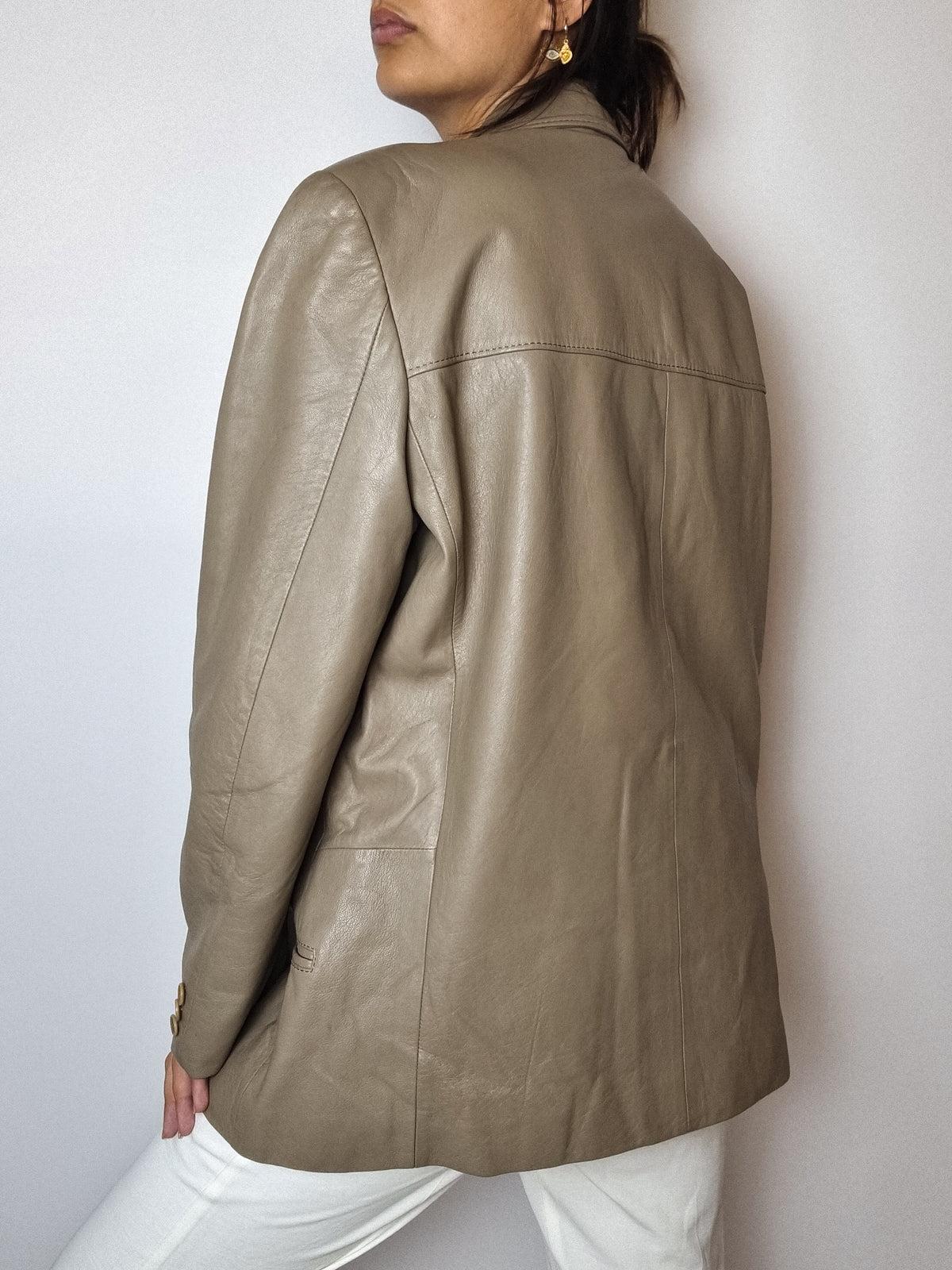 Vintage taupe/beige leather blazer S/M 