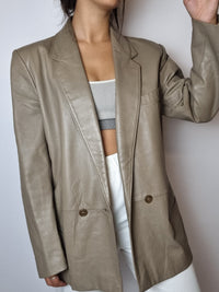 Vintage taupe/beige leather blazer S/M 