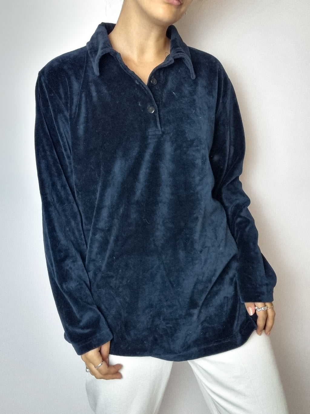 Vintage dark blue velvet sweater S/M