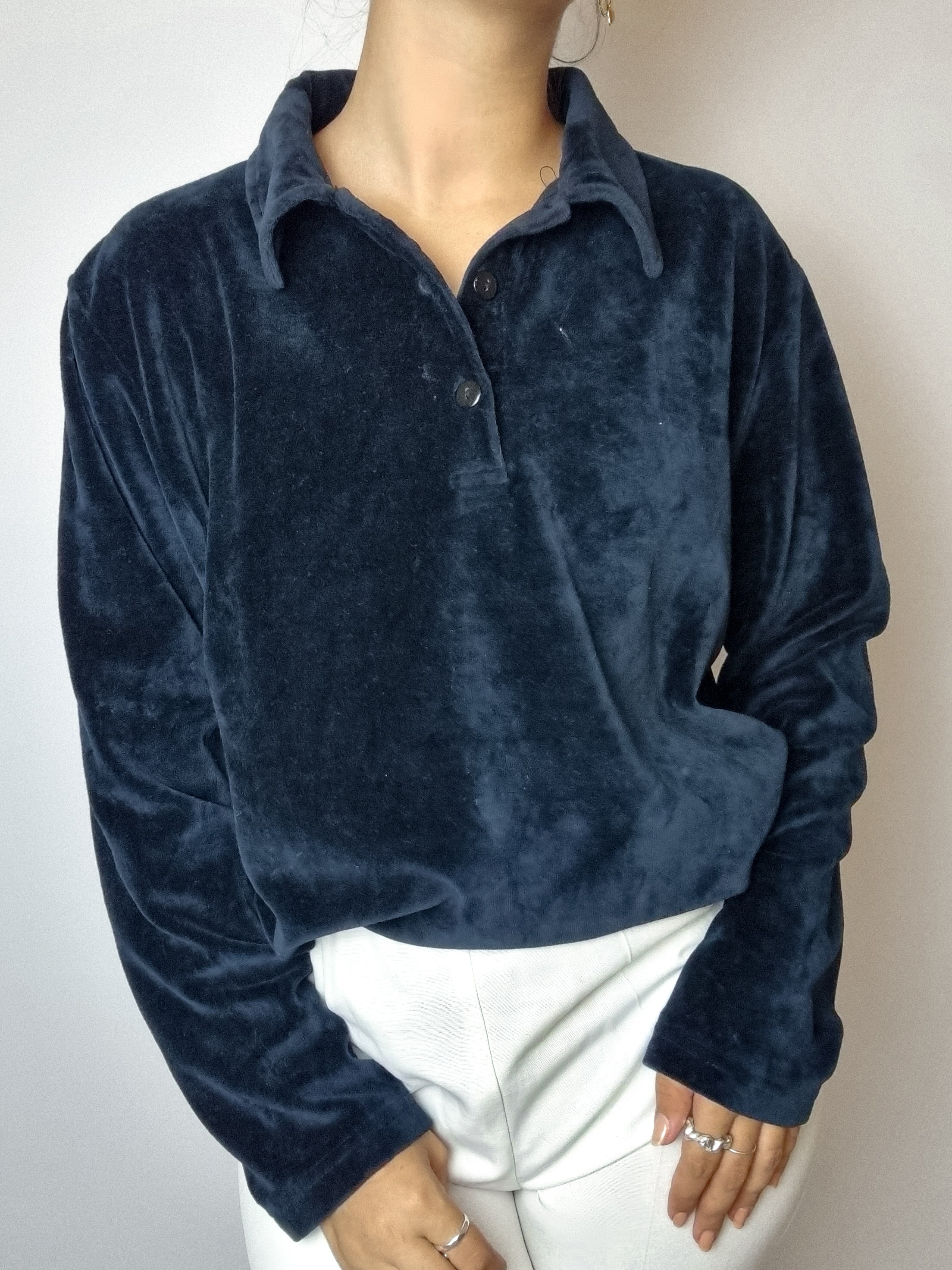 Vintage dark blue velvet sweater S/M