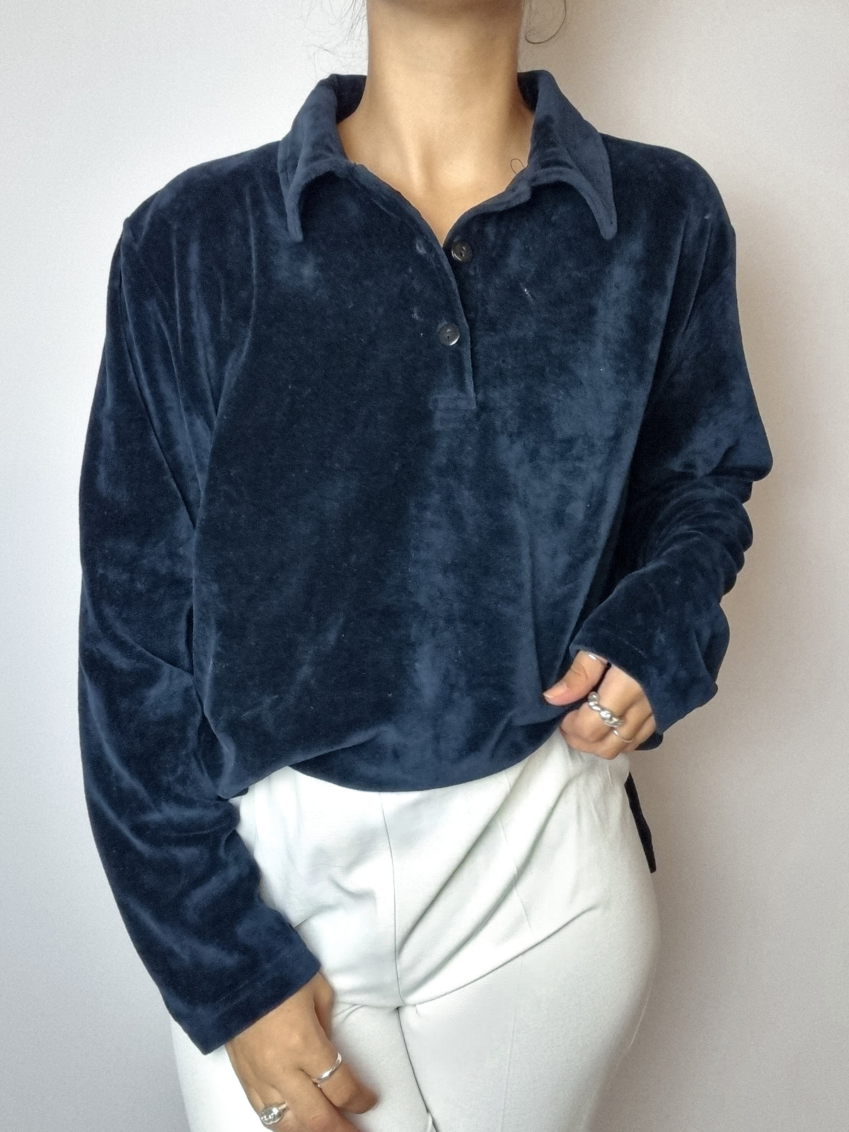 Vintage dark blue velvet sweater S/M