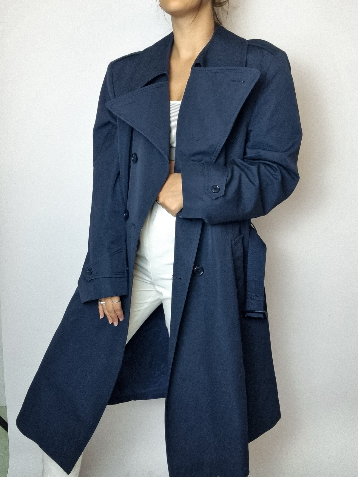 Vintage blauer Trenchcoat M/L 