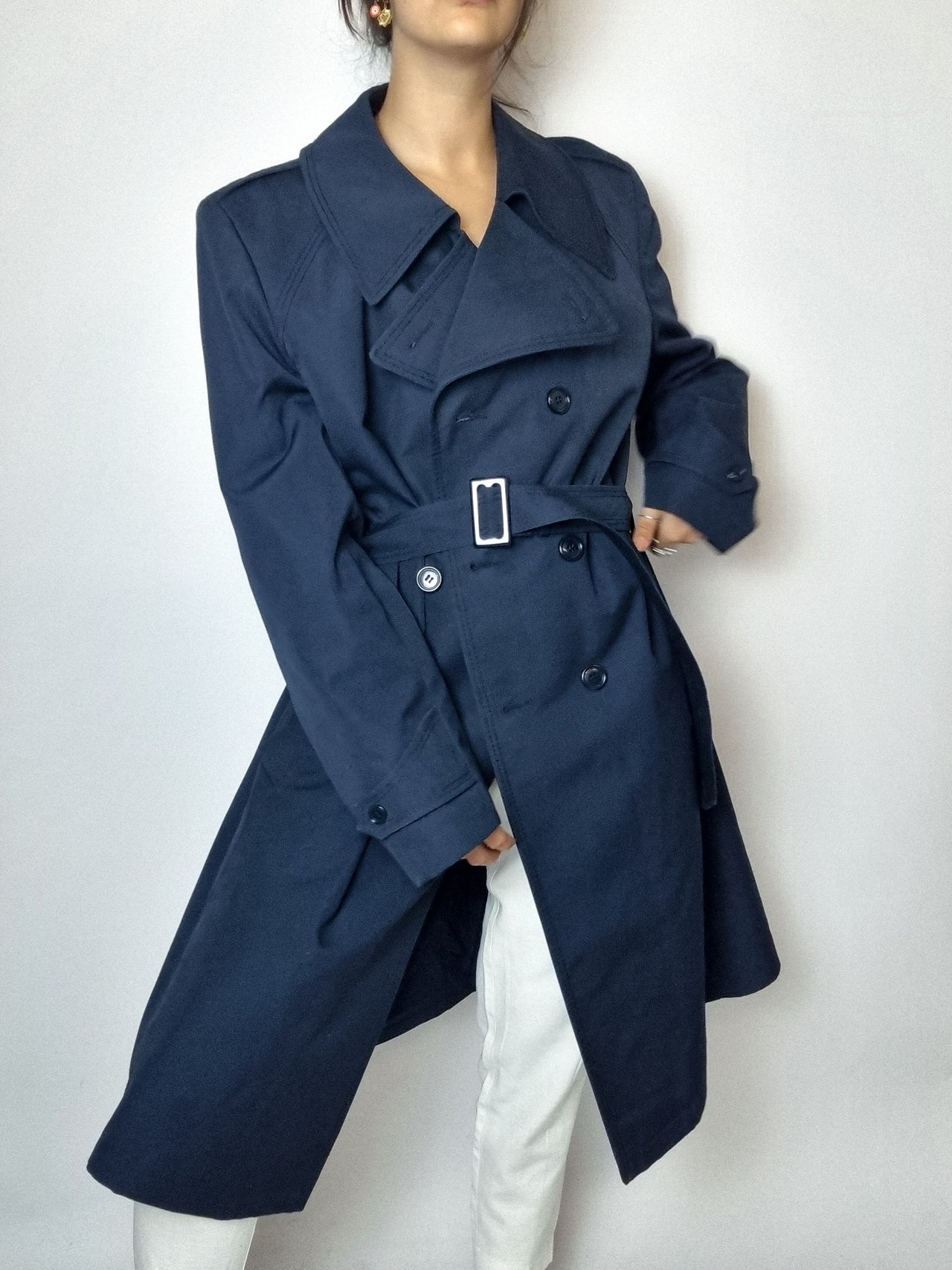 Trenchcoat bleu vintage M/L