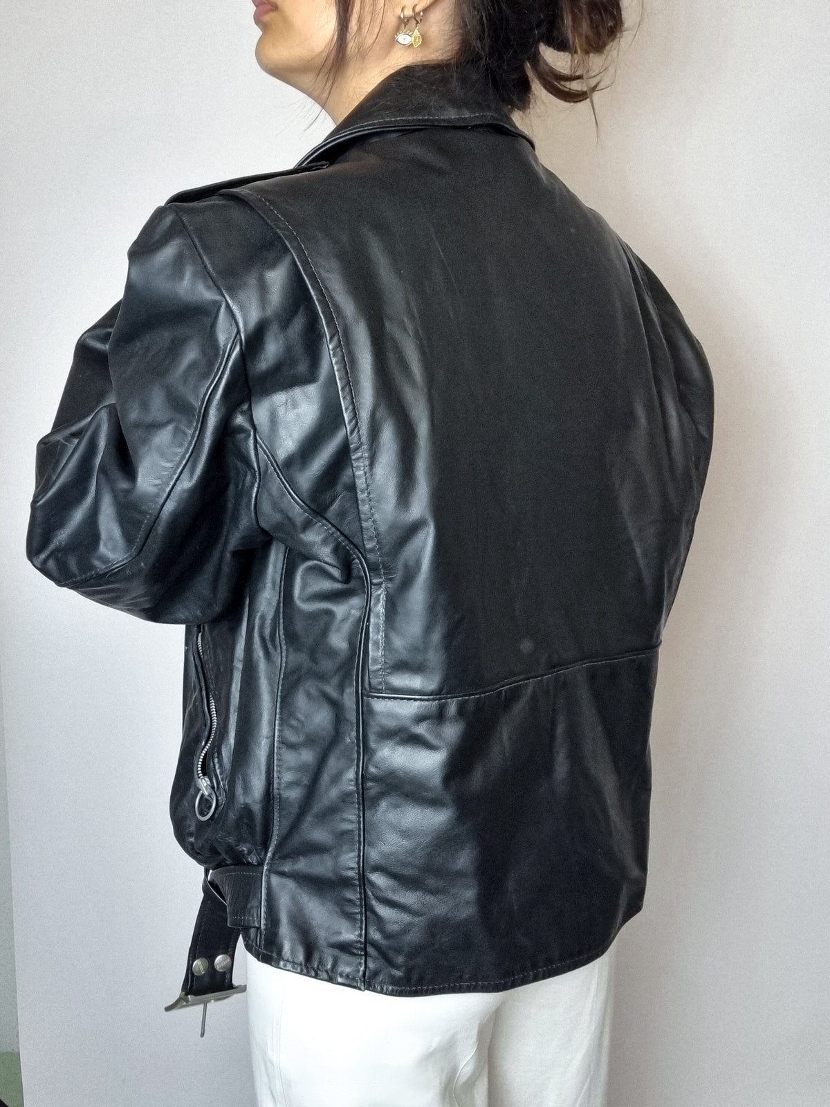 Perfecto en cuir avec doublure ajustable vintage M/L