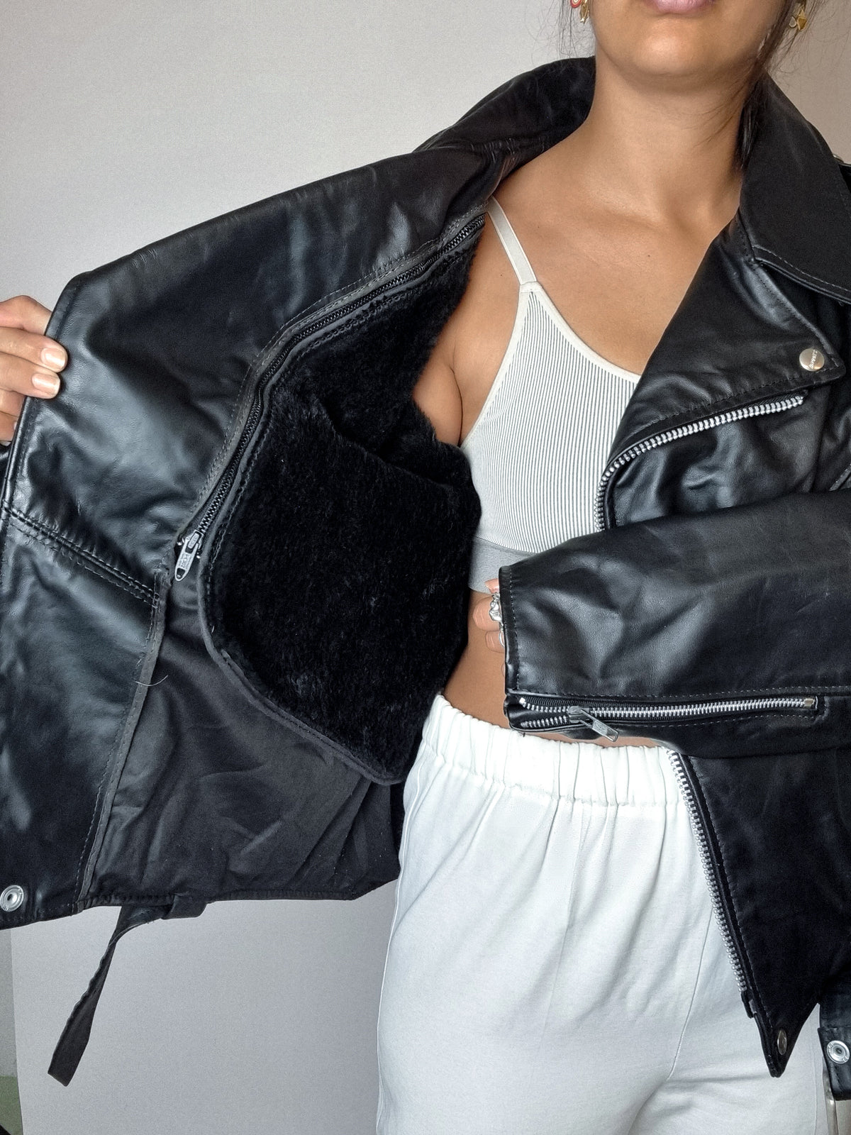 Perfecto en cuir avec doublure ajustable vintage M/L