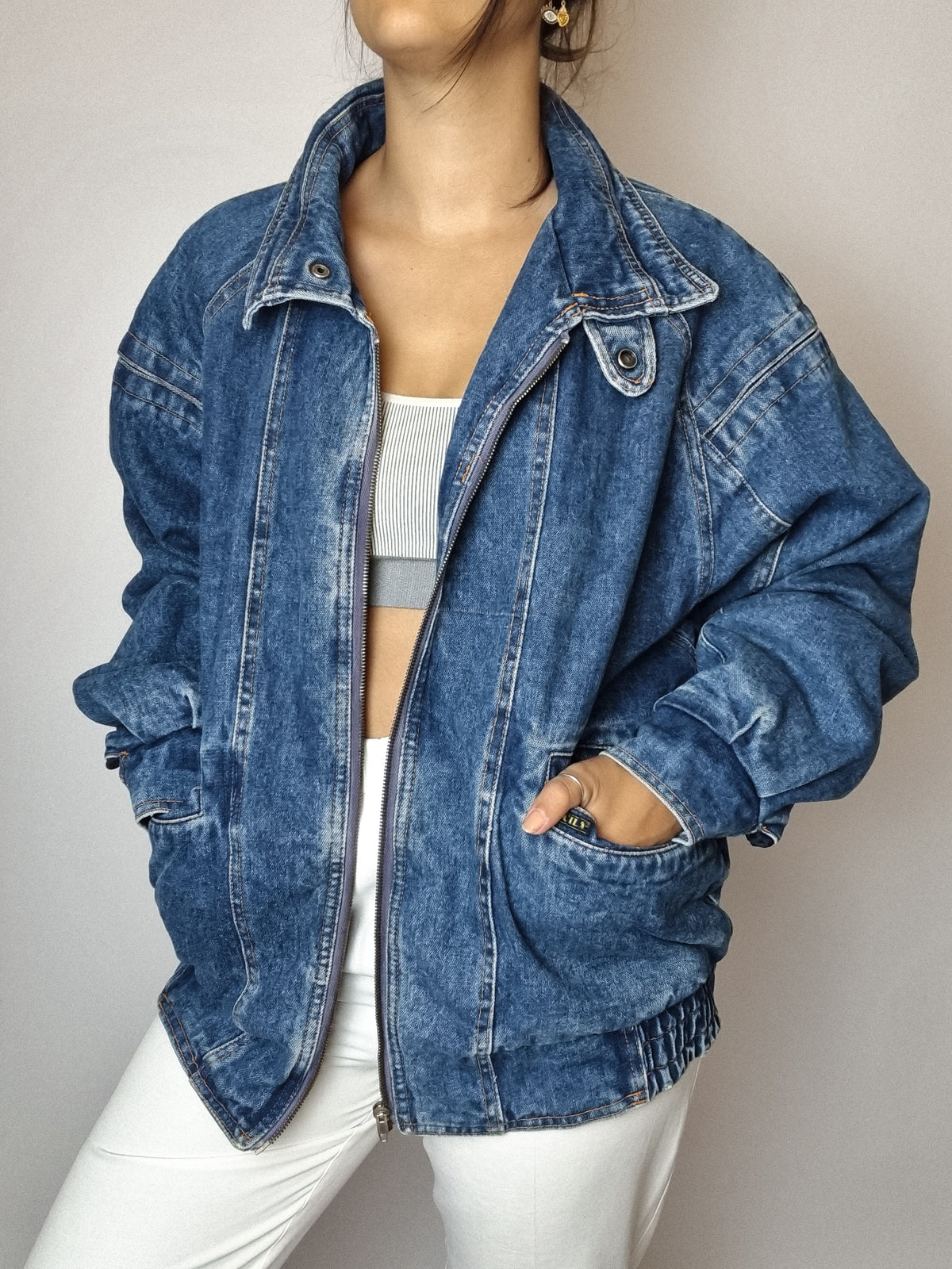 Vintage lined denim jacket M 