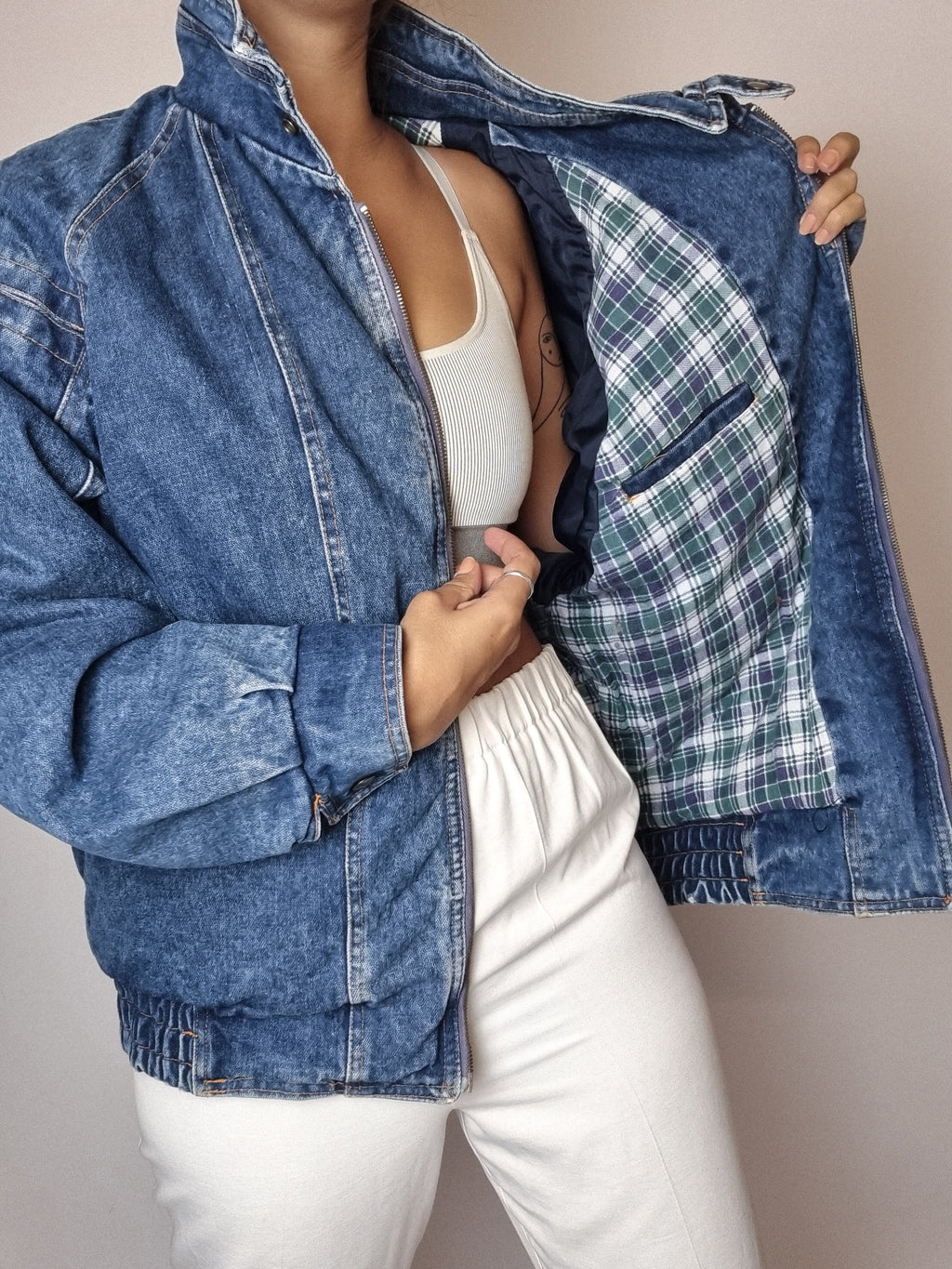 Vintage lined denim jacket M 