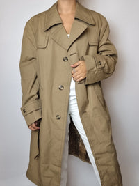 Vintage dunkelbeiger/khakifarbener Trenchcoat M/L 