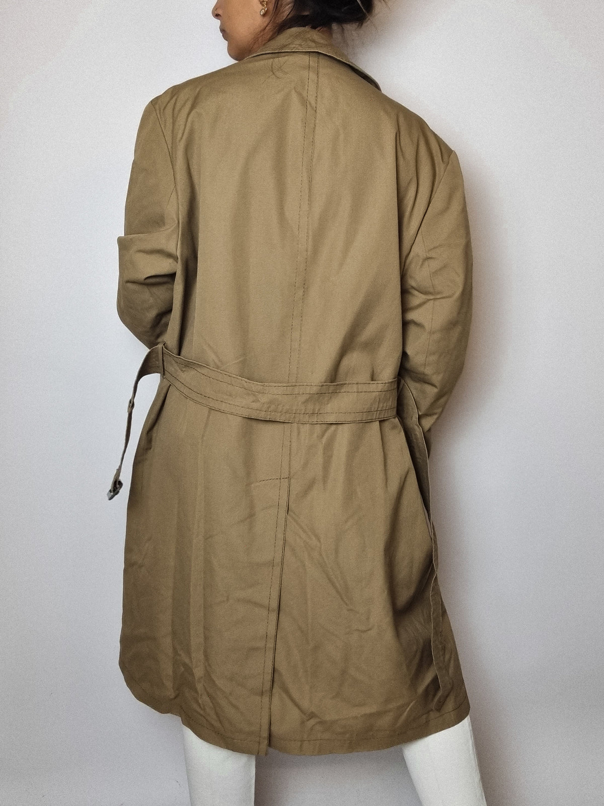 Vintage dunkelbeiger/khakifarbener Trenchcoat M/L 