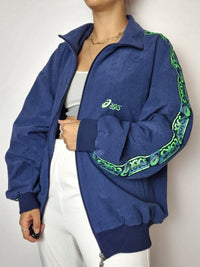 Vintage blaue Samt-Joggingjacke M/L 
