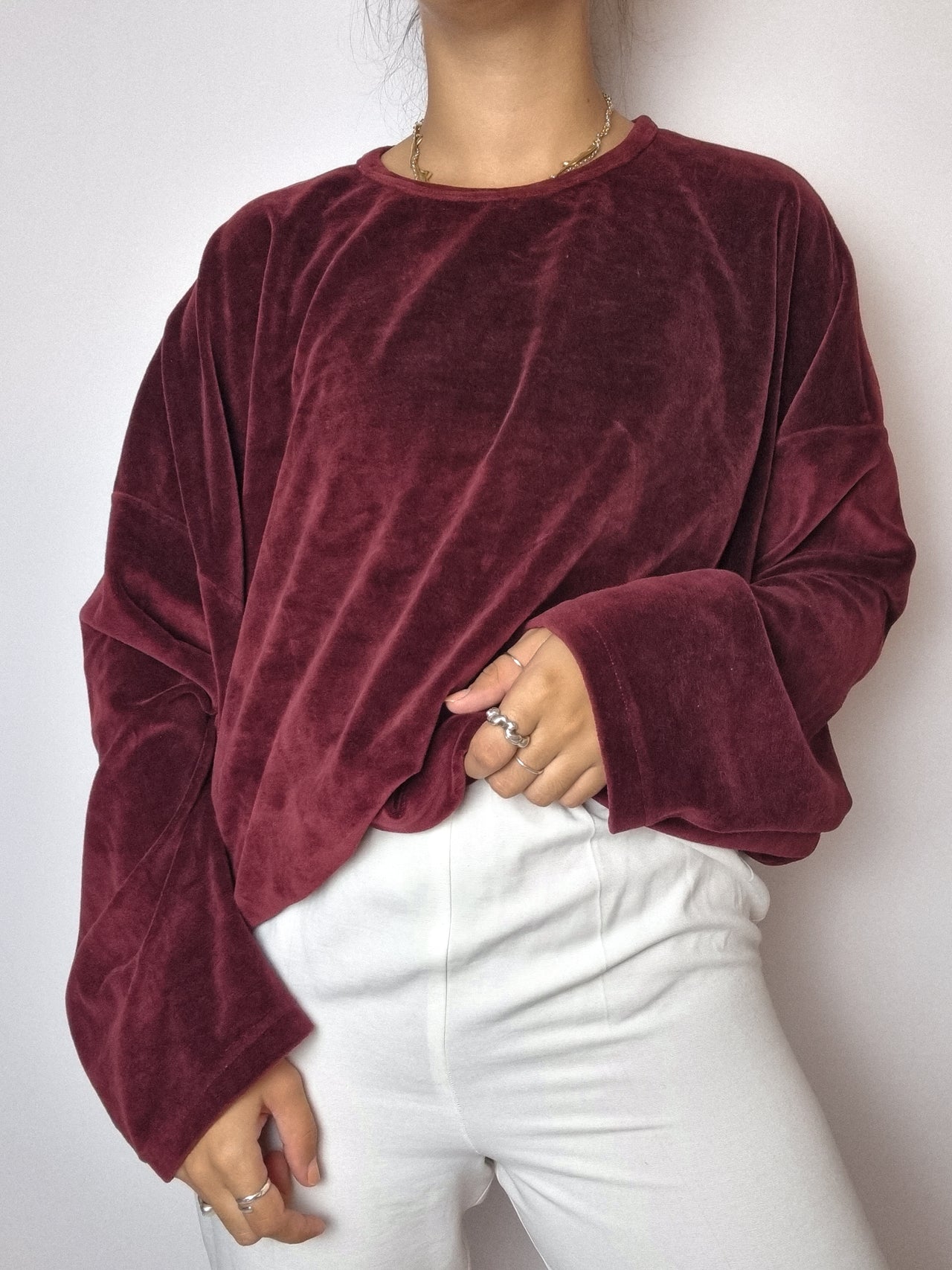 Pull velours burgundy vintage M/L